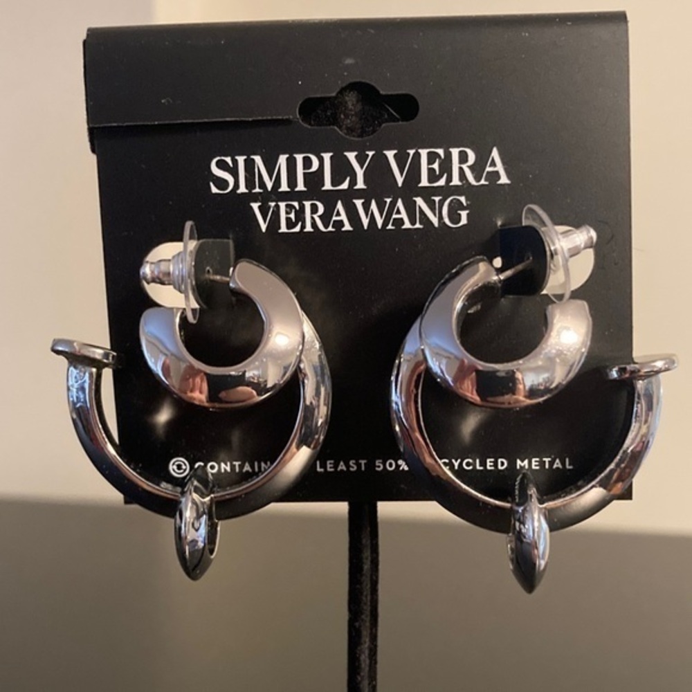 Simply Vera Vera Wang Silver Double Hoop Earrings